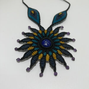 lapis lazuli gemstone with macrame necklaces