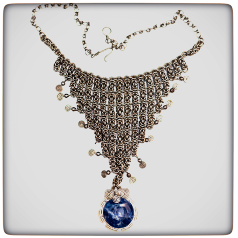 Sodalite Gemstone with Alpaca Chain Necklaces