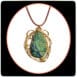 azurite gemstones with bronze pendants