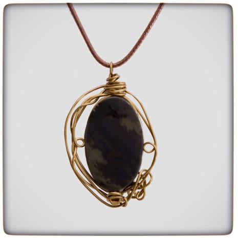 corded 10 back obsidian stone with copper pendants