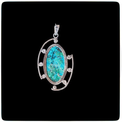 pendant 08 back Chrysocolla Gemstone with Silver Pendants