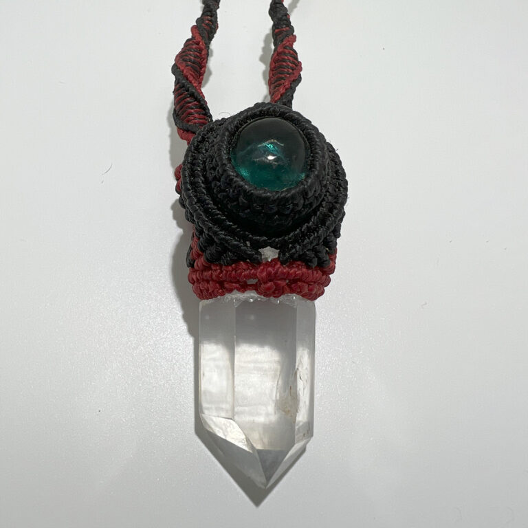 Macrame Necklace with Obsidian