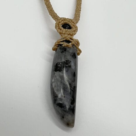 00A046 feature Labradorite gemstone with macrame necklaces