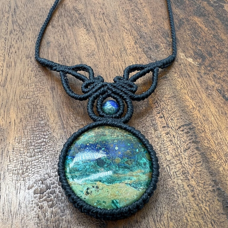 Macrame Necklace with Azurite