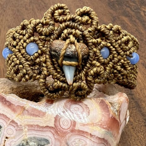 00A056 feature shark tooth macrame bracelet