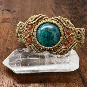 Chrysocolla gemstone with macrame bracelets