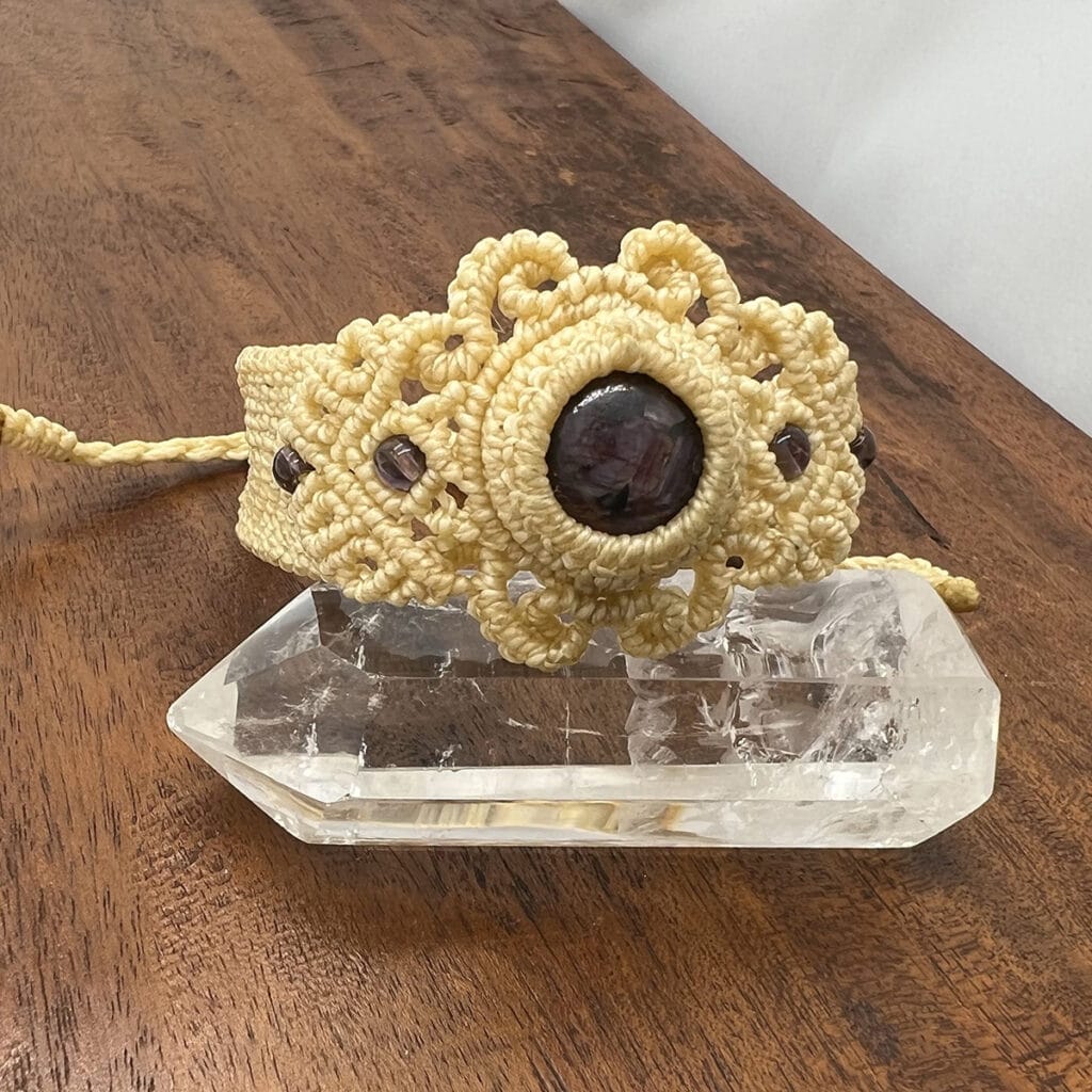 Ruby gemstone with macrame bracelets