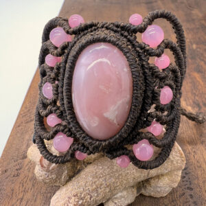 Rose Opal gemstone with macrame bracelets